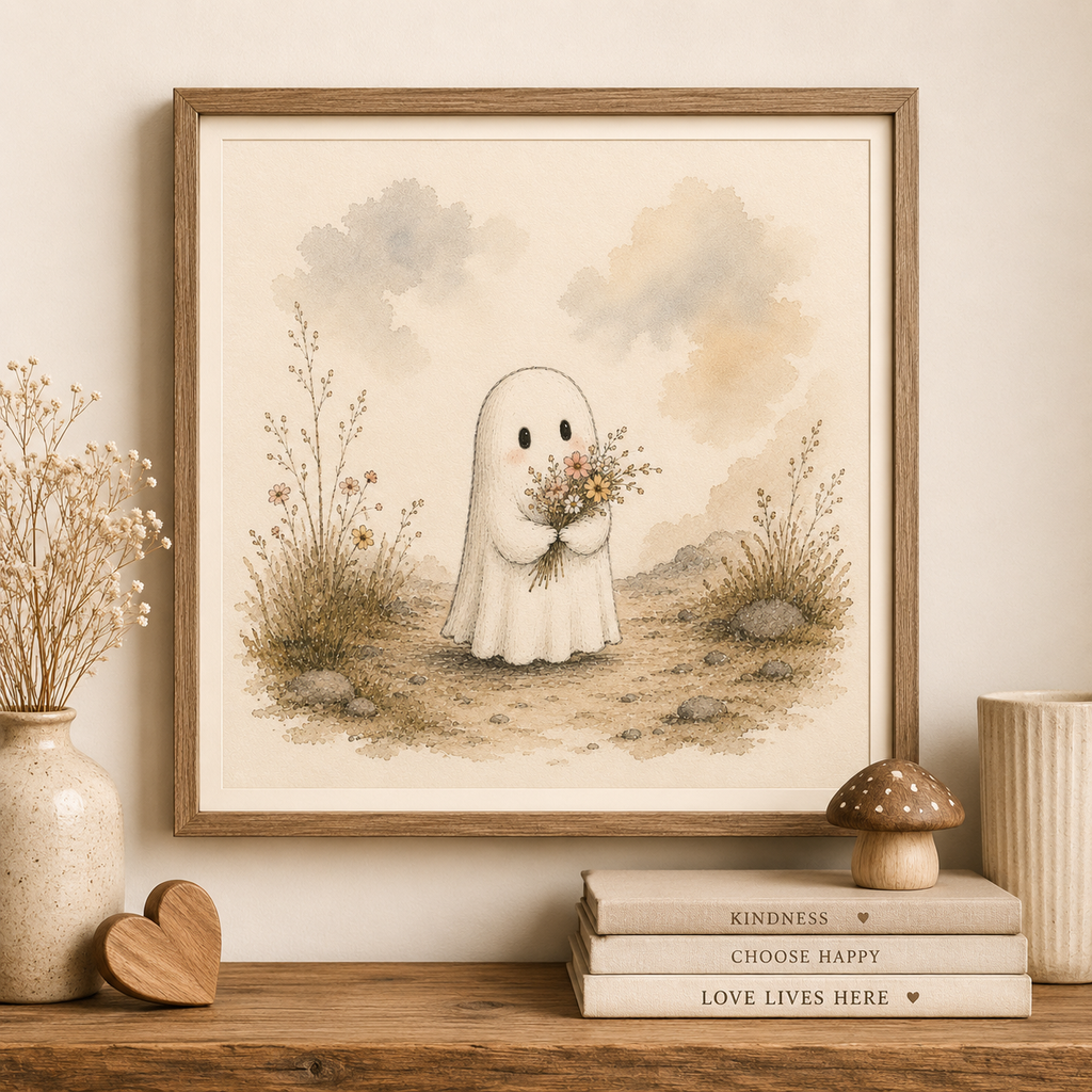 Ghost Holding Bouquet Digital Art