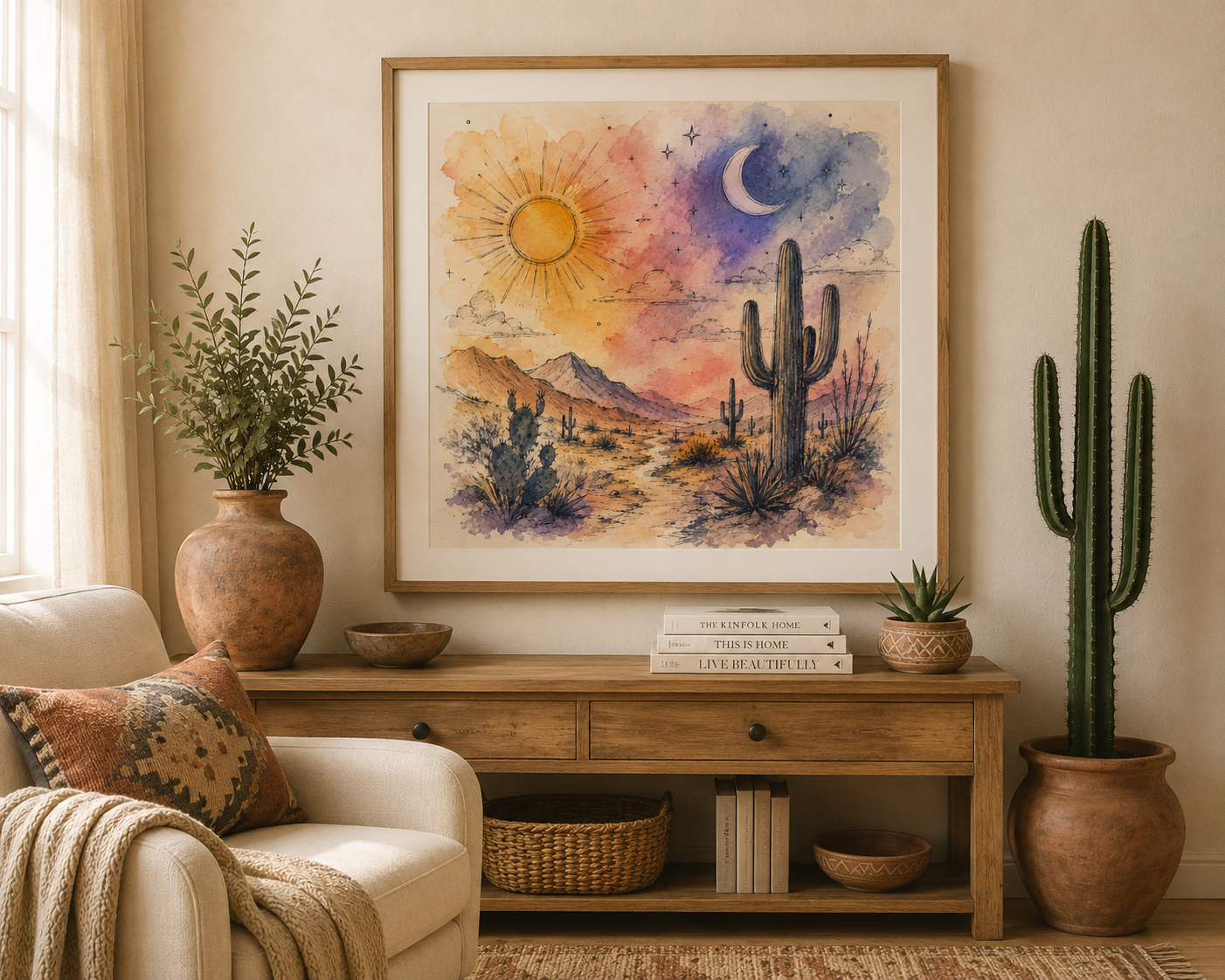 Sun & Moon Desert Digital Art