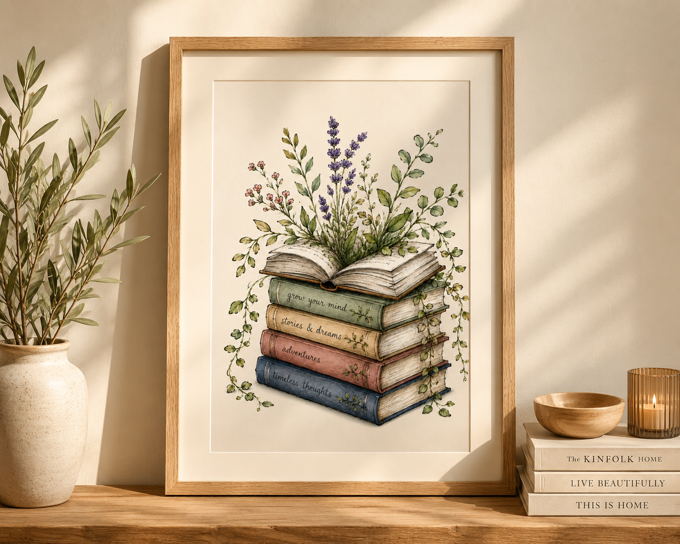 Books Blooming Flowers Digital Art