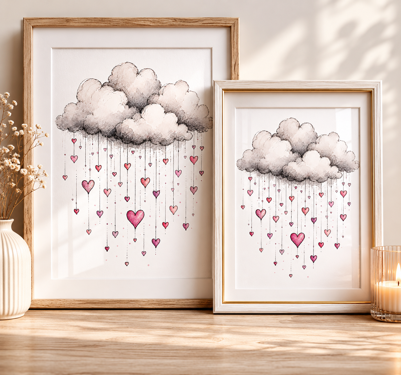 Clouds Raining Hearts Digital Art