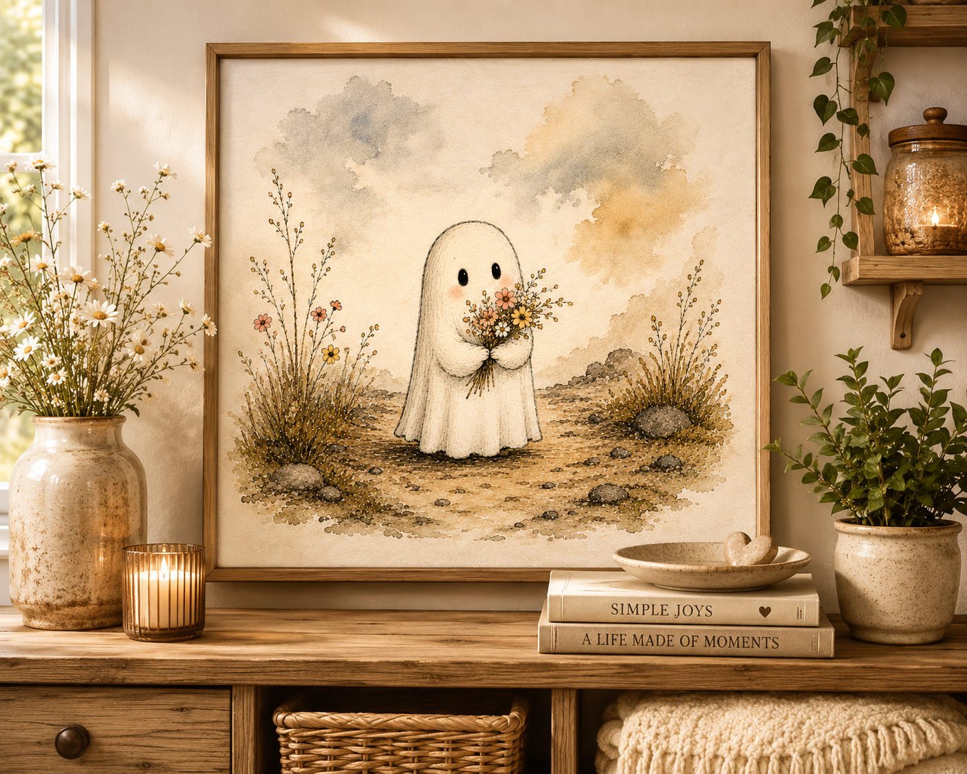 Ghost Holding Bouquet Digital Art