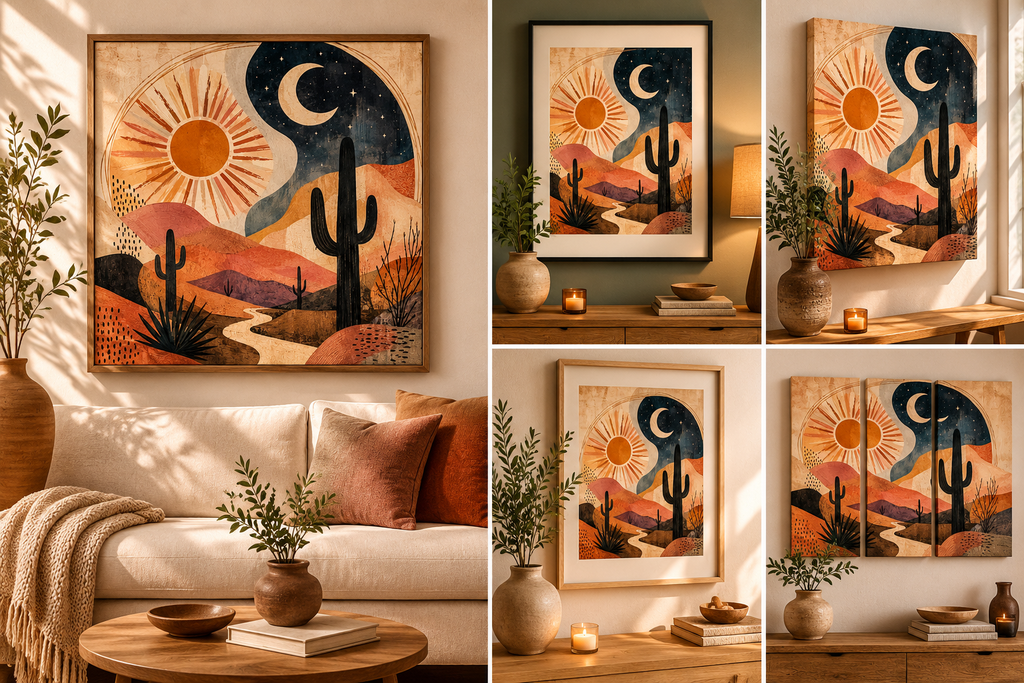 Sun&Moon Desert Abstract Digital Art