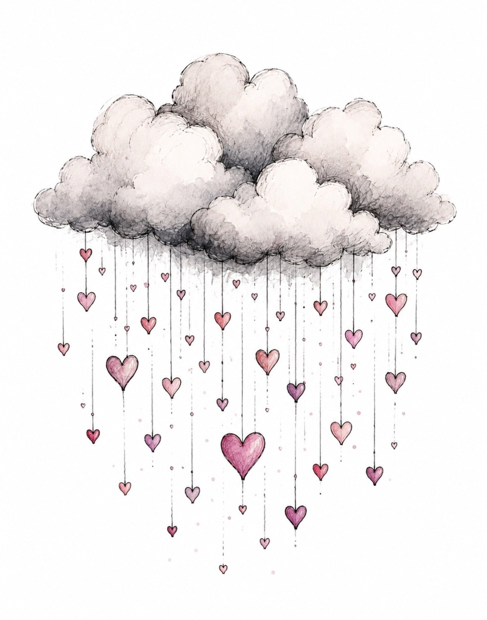 Clouds Raining Hearts Digital Art