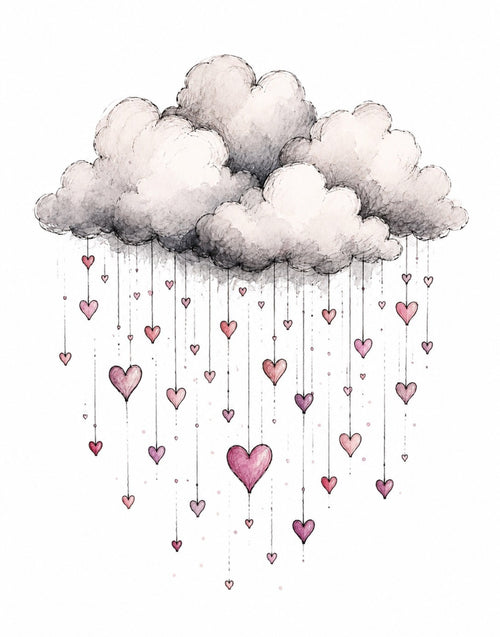 Clouds Raining Hearts Digital Art