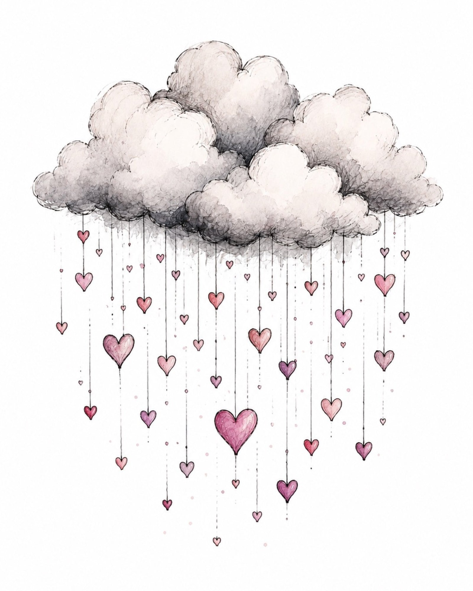 Clouds Raining Hearts Digital Art