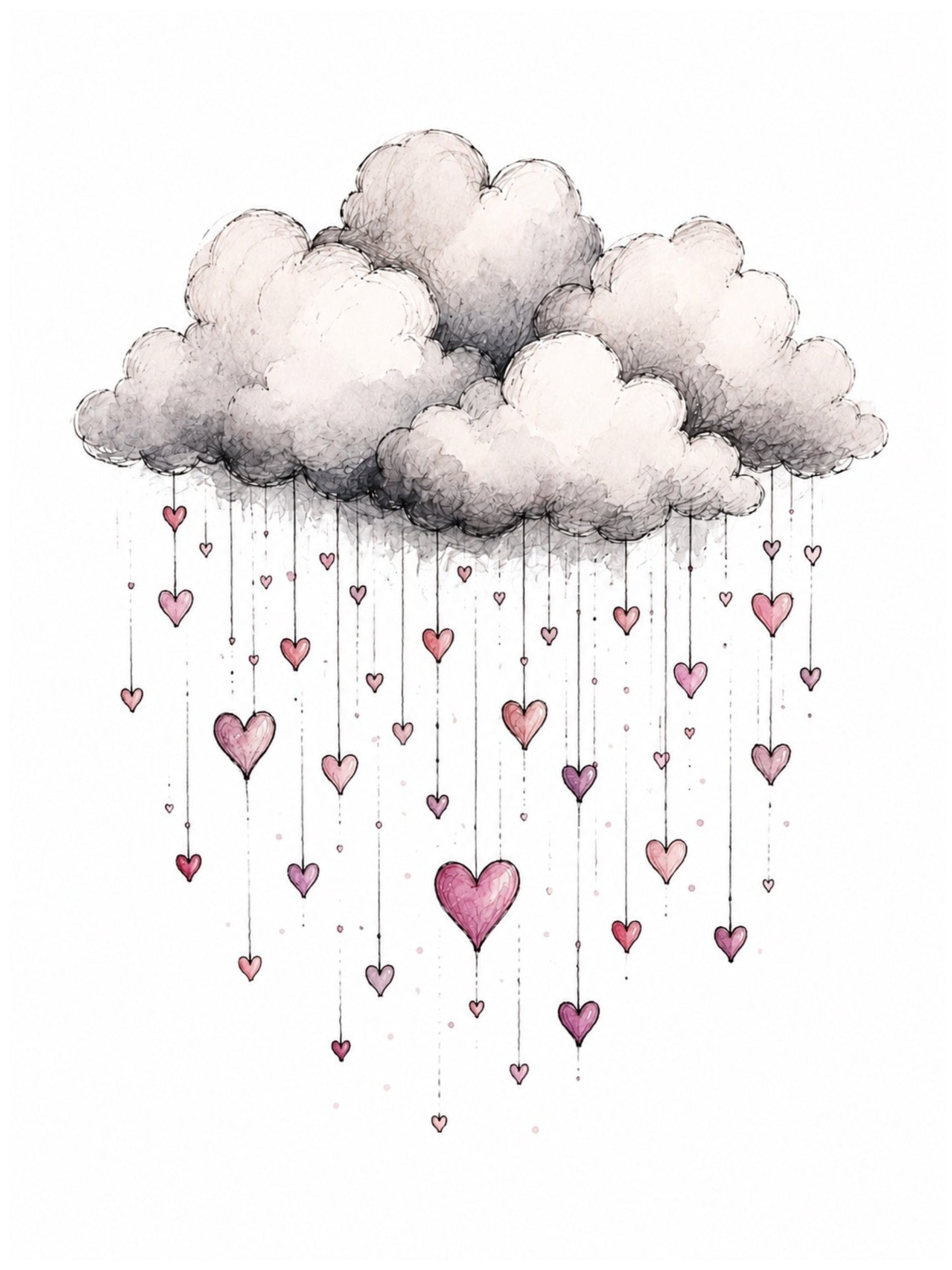 Clouds Raining Hearts Digital Art