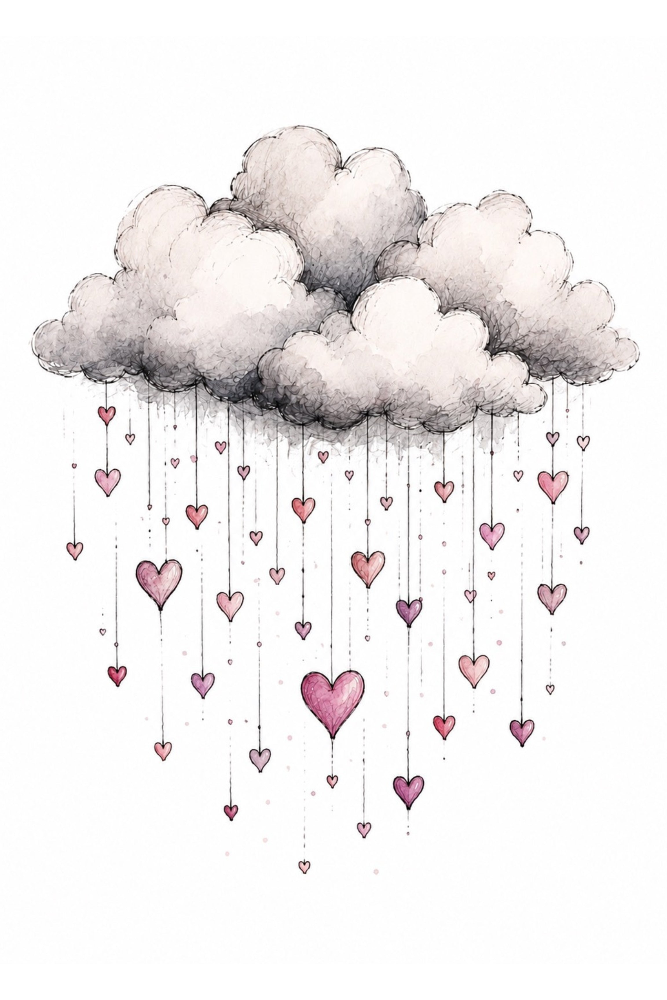 Clouds Raining Hearts Digital Art