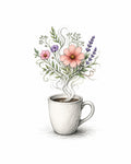 Coffee Cup Floral Digital Art