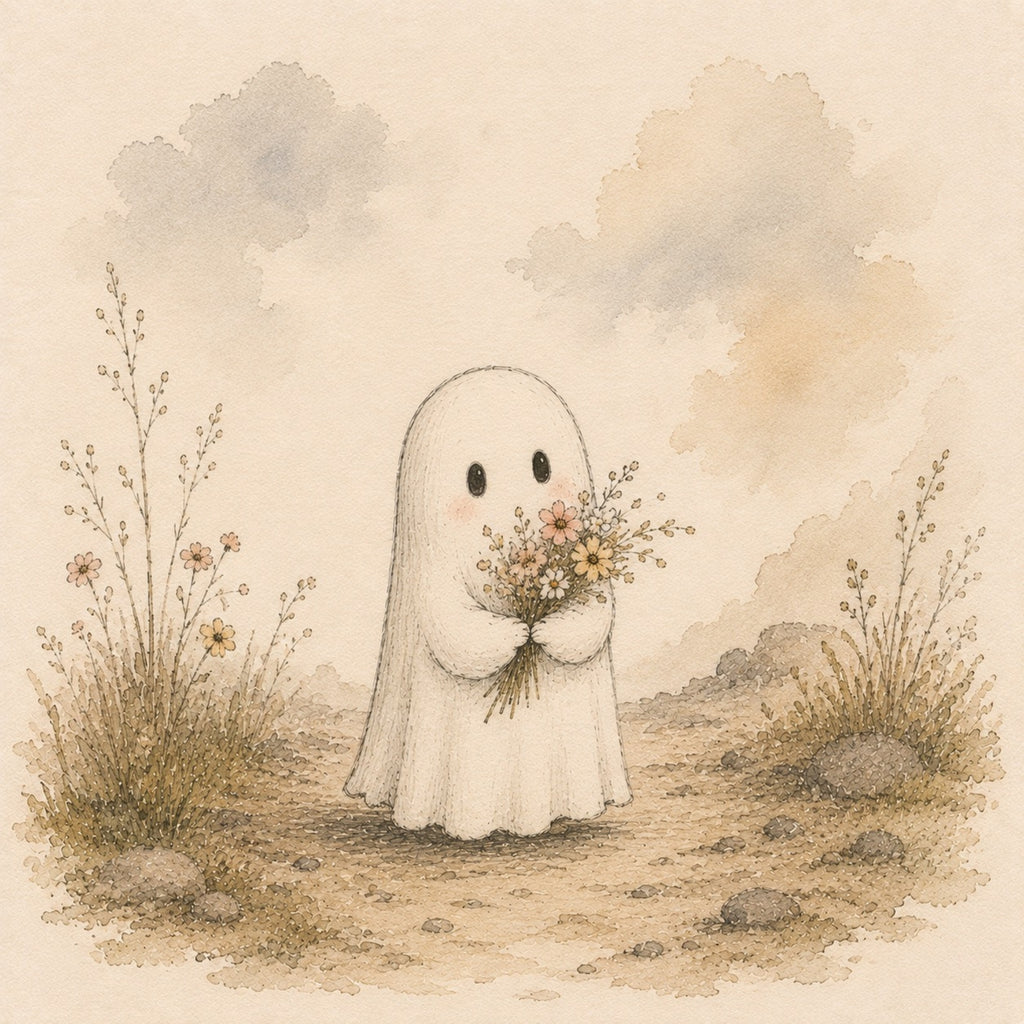 Ghost Holding Bouquet Digital Art