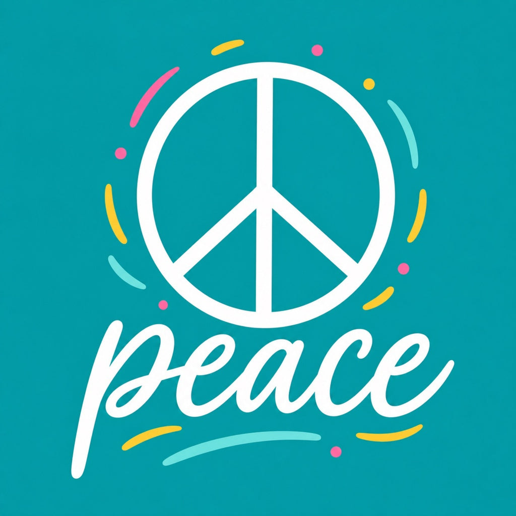 Peace Sign, Teal Digital Art